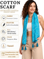 KE KANHA EXPORTS Cotton Scarf with Tassels|Bandhani Print Scarf for Women Stylish|Stole for Women|Breathable Boho Beach Summer Wrap|Multicolor Scarf|Easily Fits 180 * 50 CM