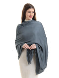 EH Viscose Pashmina Scarf For Women, Twill Weave, Thick, Solid Color Wraps, All Weather, Large, Warm, Very Soft Pashmina Feel Scarves (Steel Grey) For Female
