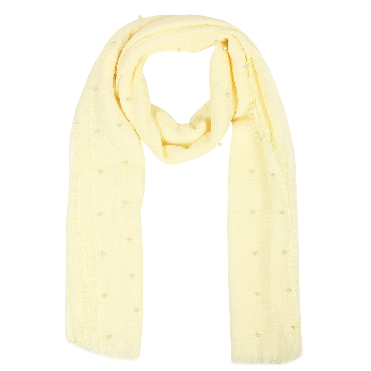IBA ISBA COLLECTIONS Crinckle Cotton Hijab | Scarves with Pearls Studded | 108 * 90 cms | (Cream 1)