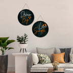 Artvibes Dream Big Live Simple Quote Wall Hanger for Home | Office | Living Room | Gift | Wooden Wall Hanging Decor | Home Decoration Items For Bedroom | Wall Decor Hanging Items (WH_4108N), Set of 2