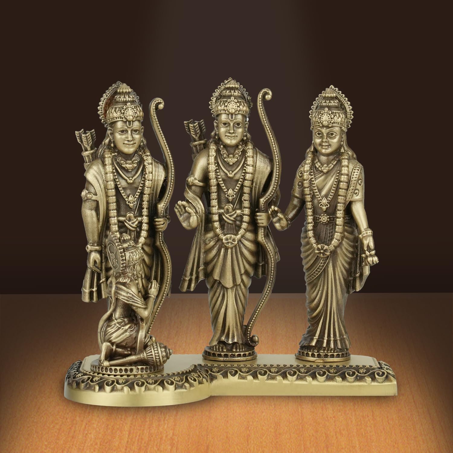 Shilpkala 4.3 Inch Brass Ultra Fine Ram Darbar Idol for Home & Office, Pooja, Table Decor, Worship & Gift