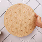 Shubhanjali Crystal Grid Plate Flower of Life Sacred Geometry Healing,Wooden Crystal Grid (12 inch)