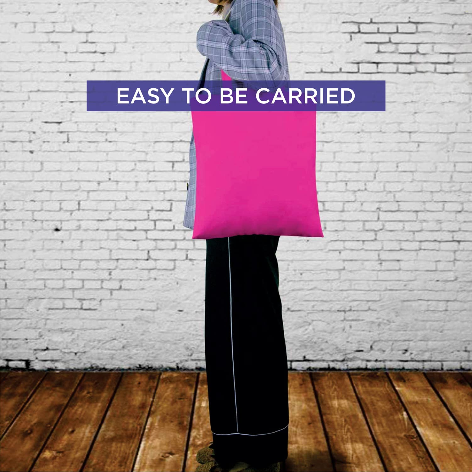Lify Cotton Canvas Tote Bags Bulk Shopping Bag for Crafts, DIY Reusable Grocery Bag, 14 X 16 Inch – 3 Piece Pack (Pink- 3Pcs, 14’’ (35.56 CM) x 16’’ (40.64 CM))