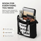 Kirmada Black Cotton Tote Bag Trendy Tech Humor Tote for College, Office & Shopping | Zipper Closure | Reusable Eco Friendly Cotton Bag | Gift for Geeks & Coders (Customisable)