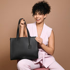 Accessorize London Women's Black Rosie Book Tote Bag | Tote bags for women office use |Work bag for woman stylish | | Fits 13 inch laptop