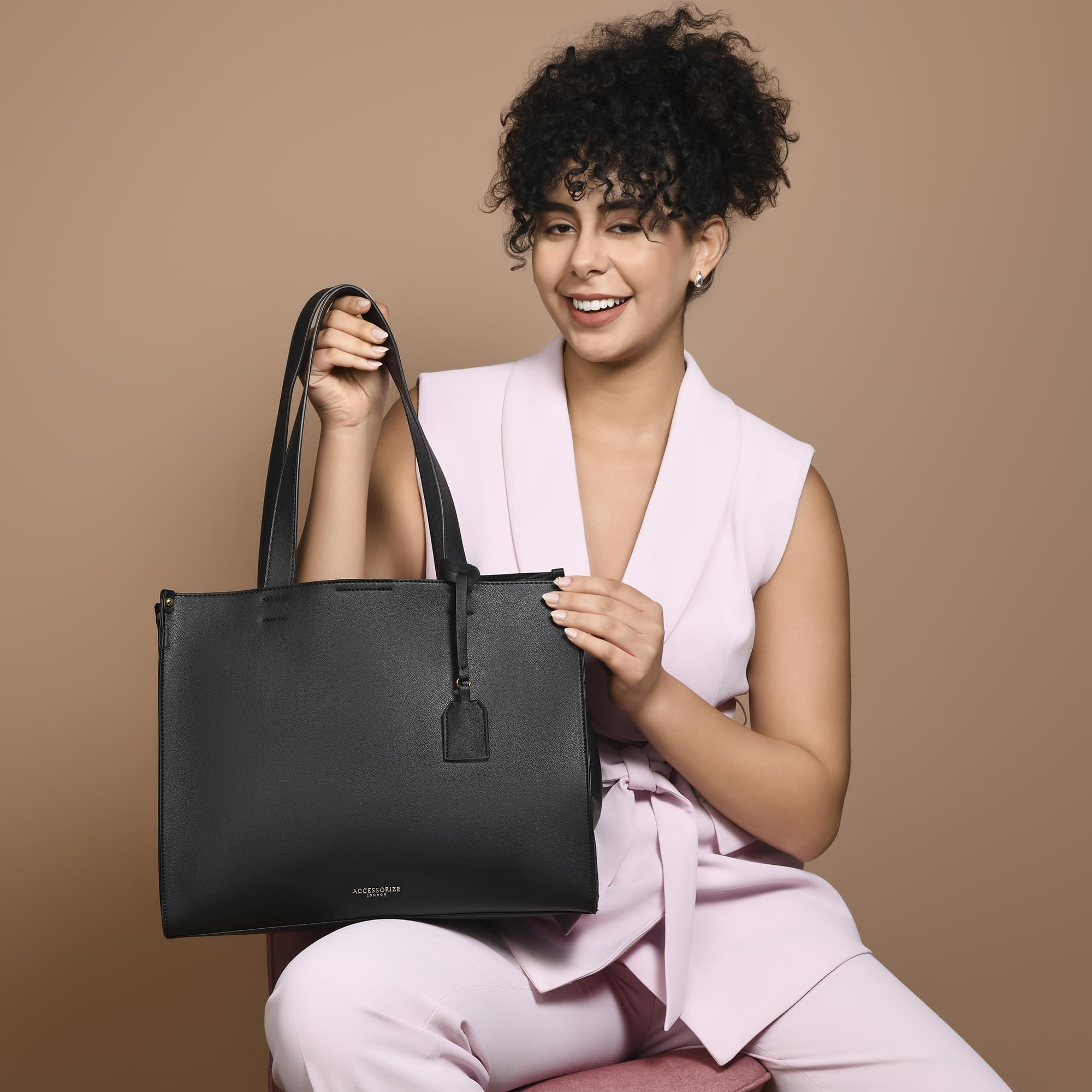Accessorize London Women's Black Rosie Book Tote Bag | Tote bags for women office use |Work bag for woman stylish | | Fits 13 inch laptop