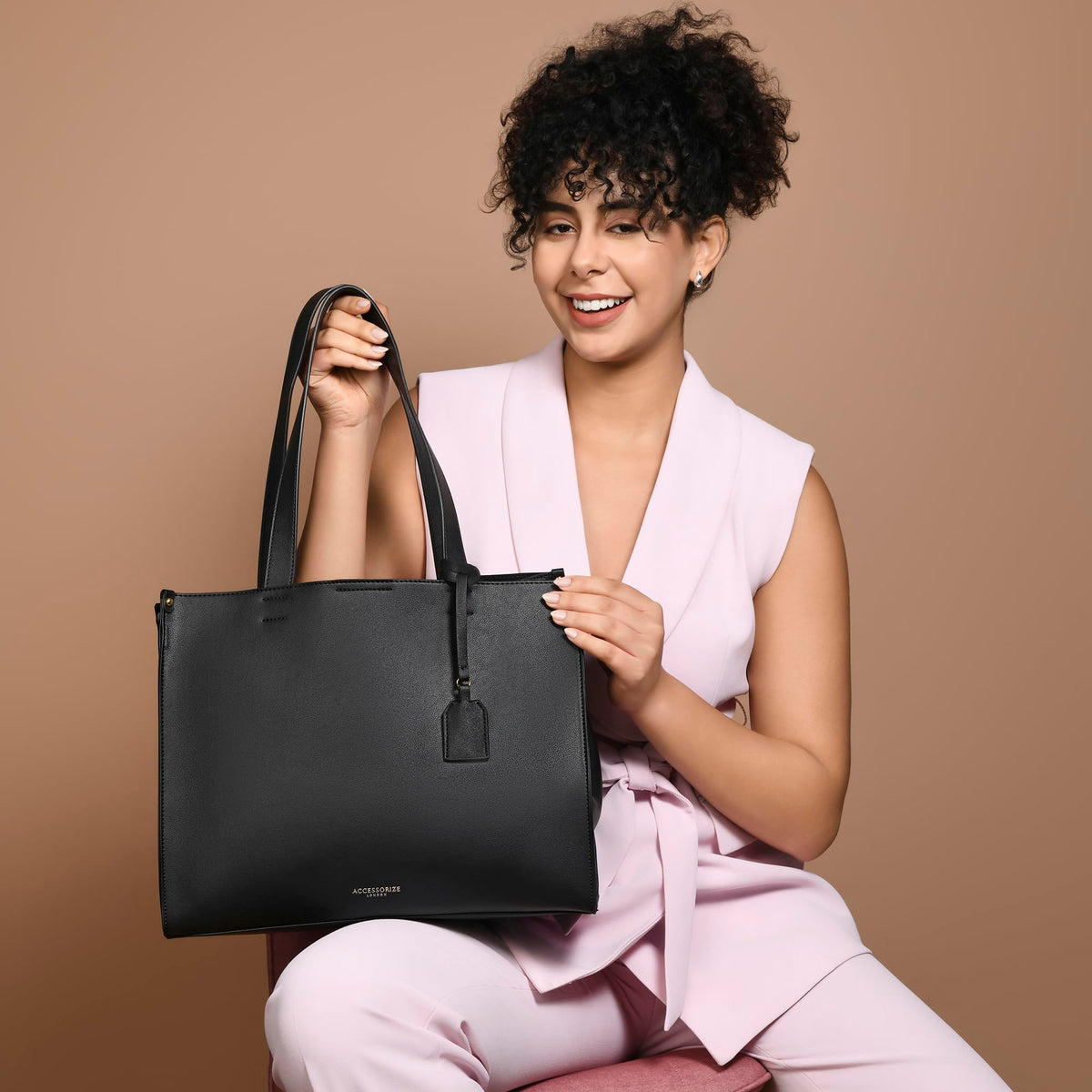 Accessorize London Women's Brown Large Tote Bag for Office| tote bags for women office use |Work bag for woman Stylish |Shoulder bag for ladies