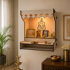 Zesta Wooden Mandir for Home Big Size | DIY Pooja Mandir with LED Spot Light | Devghar Cabinet for Living Room or Office | Wall Mounted Pooja Unit for Home (White)