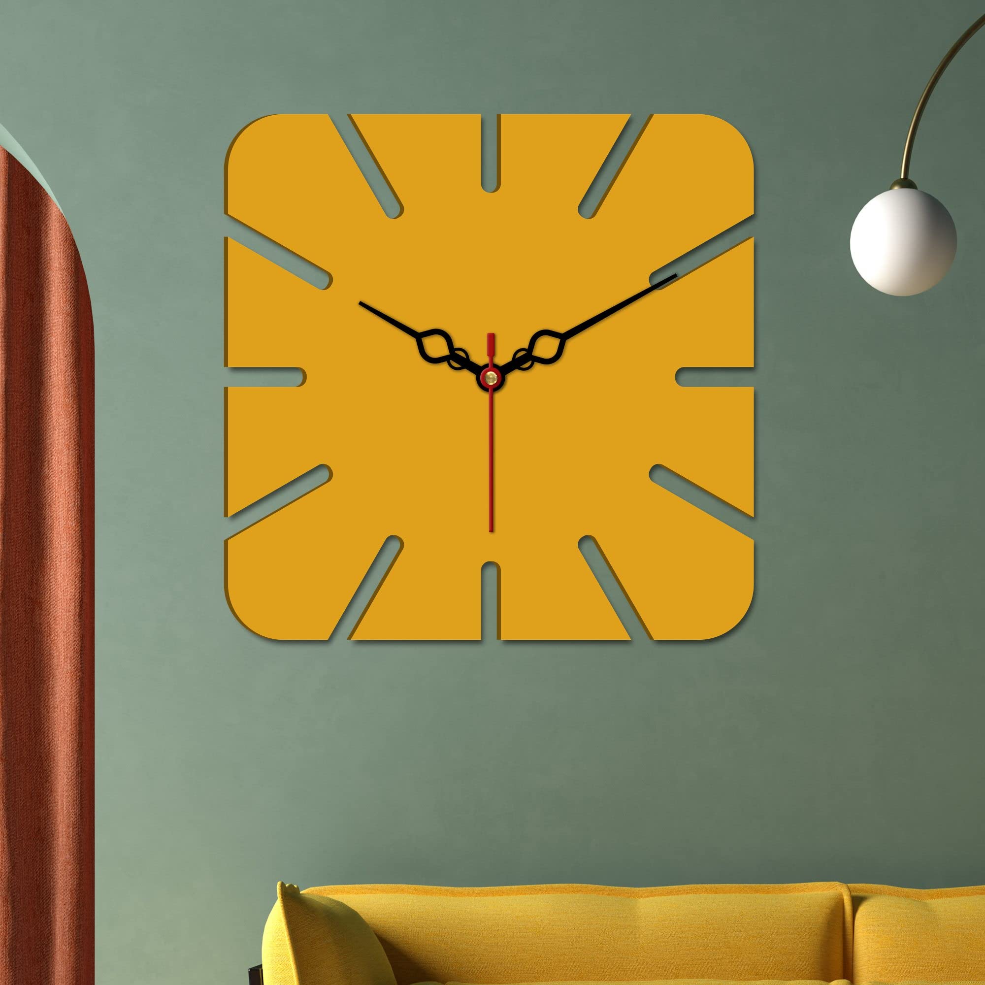 VIBECRAFTS Square Shape Modern Style Wooden Wall Clock for Home Decor, Office, Living Room, Bedroom, Cafe's, Gifts (WWCVC1Pcs_10013)