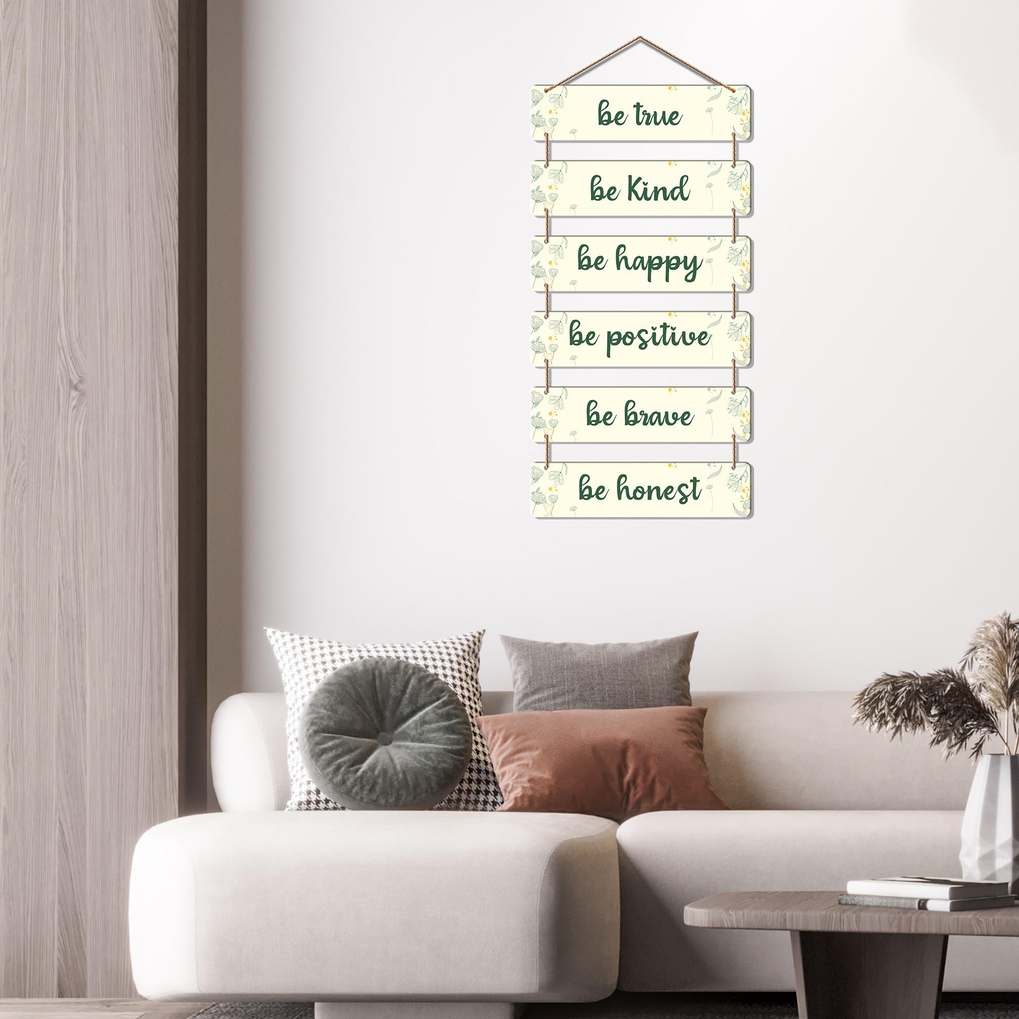 Artvibes Decorative Wall Hanging Wooden Art Decoration item for Living Room | Bedroom | Home Decor | Gifts | Quotes Decor Item | Wall Art For Hall | Mdf Wall Decoration, Set of 6 (WH_3248NR)