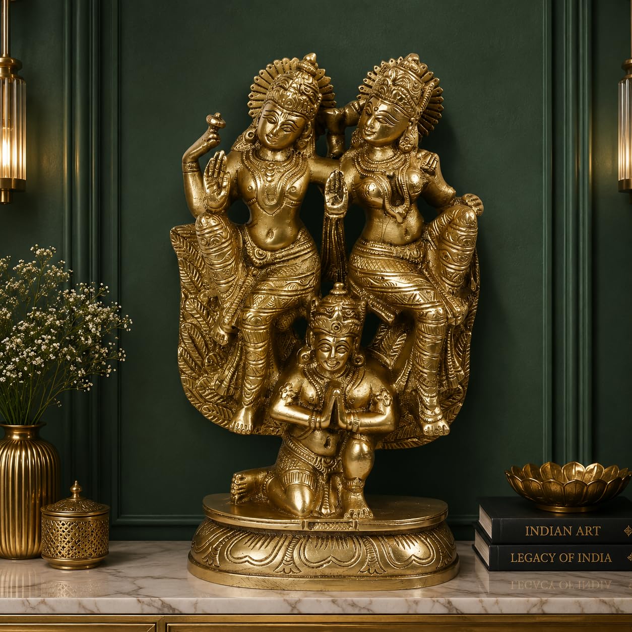 ARTVARKO Brass Laxmi Vishnu Riding On Garuda Lakshmi Narayan Sculpture Decorative Idols Statue for Home Décor Mandir Pooja Temple Gift 8.5 Inch.