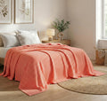 SANMARINO Cotton Waffle Summer Blanket Double Bed – Lightweight Breathable AC Blanket, Soft Cooling Bedspread for All Season Comfort - Sunset Coral 230 x 220 cm, 200–250 GSM Kafalo