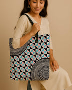 Kalankit Classic Tote Bag For Women | Canvas Printed Totes For Women | Aesthetic Shoulder College Bag For Girls | Vegan Leather | Lightweight Everyday Handbag | Gift for Woman | Checkered Chevron