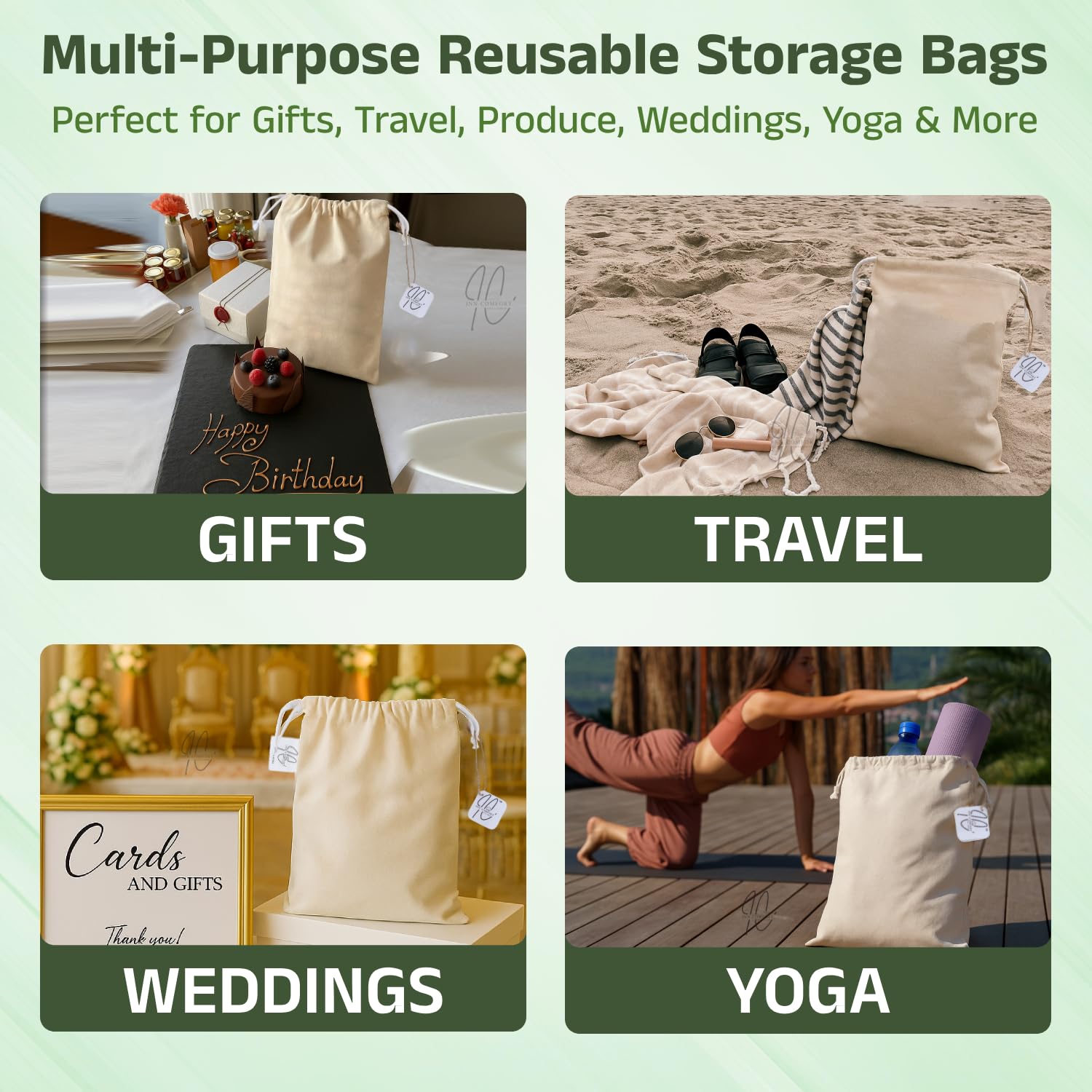 INN COMFORT Cotton Muslin Storage Bag for Shoes, Travel & Accessories