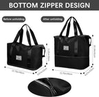 Viyaro Polyester Multi-Purpose Tote Bag | Foldable Waterproof Design with Dry & Wet Separation, Multiple Utility Pockets with Zipper & Lightweight Shoulder Carrying Comfort | Organized Option—black