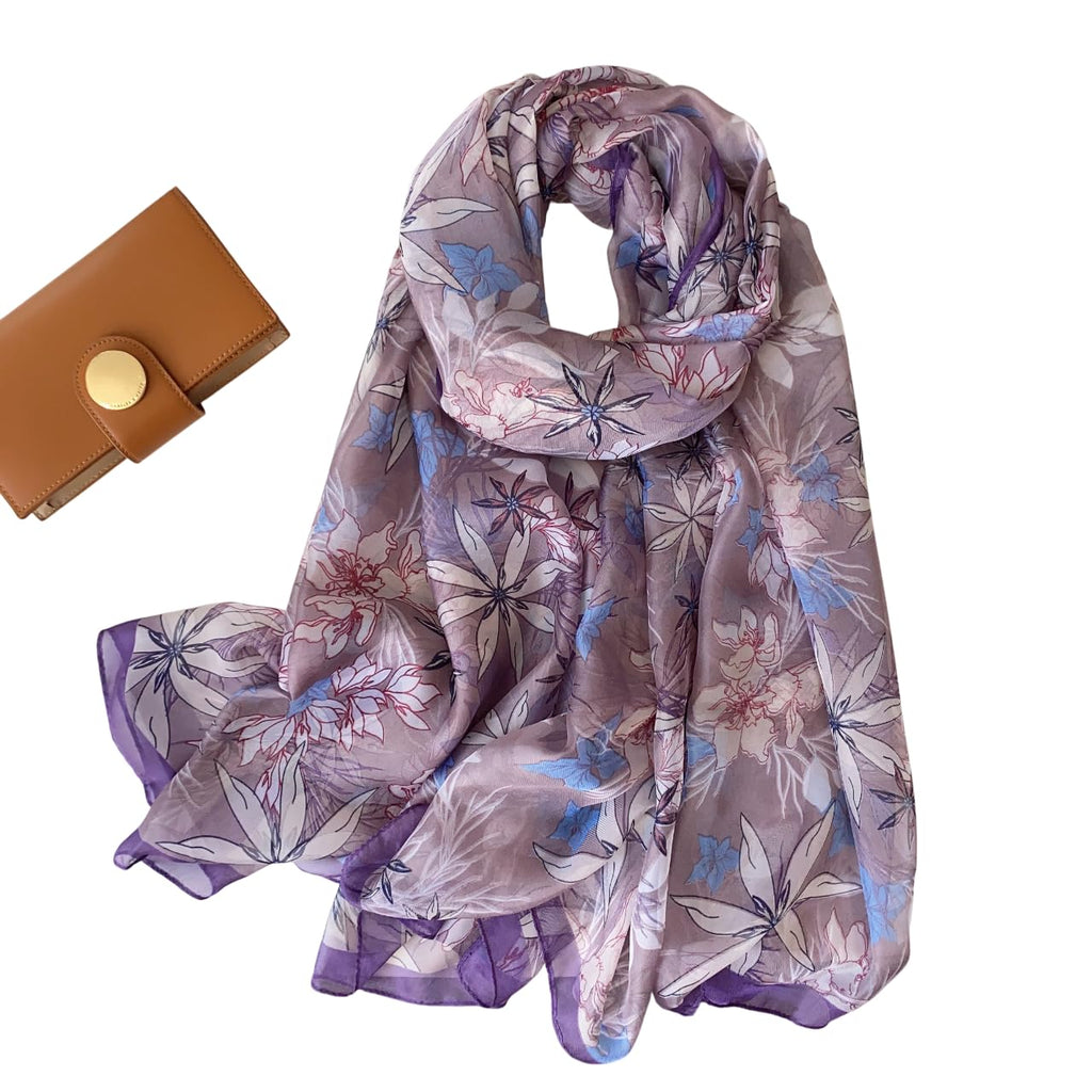 CrossKulture Scarf Stole for Women - 185 x 135 cm Chiffon Scarf with Floral Print | Lightweight Scarf, Soft Stole for Women | Satin Feel Neck Scarf | Women Accessory (Colour8)