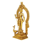 SVARUP Brass Lord Murugan Kartikeya Kumaraswamy Karthikeya with Peacock Idol Swaminatha Murti10 Inch Gold Color