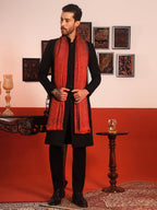 Pashmoda Men Chandni Kaani Stole, Authentic Kashmiri Luxury Pashmina Style Shawl, Stole, Small Size Gents Lohi, (Size 28x80 Inches,Maroon Color) MAVST07