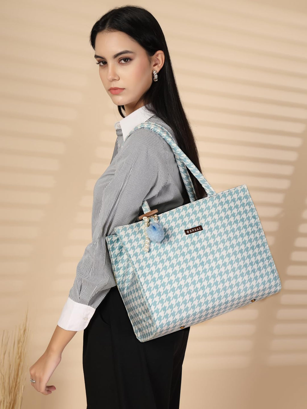 ENSAC Ethnic Tote Bag With Zipper for Women & Girls | Large Canvas Shoulder Bag, Stylish Designer Handbag, Ethnic Design, Spacious, Lightweight, Perfect for Office, College & Shopping Use