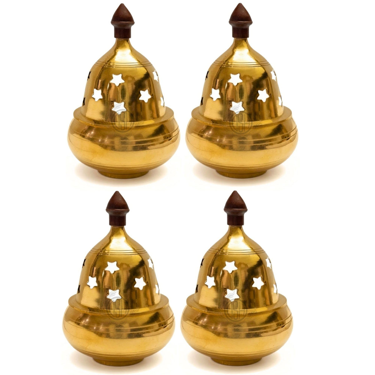 Brass Diya Pure Brass Traditional Oil Puja Lamp for Temple, Mandir, Festival Decoration, Home Decor & Diwali Gift (Star Dome, Set of 4)