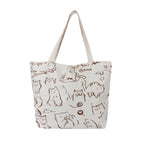BROGBUS Classics Canvas Tote Bags for Women Girls Canvas Handbag Zipper Large Capacity Shoulder Bag for College Office Use (Cream Color)