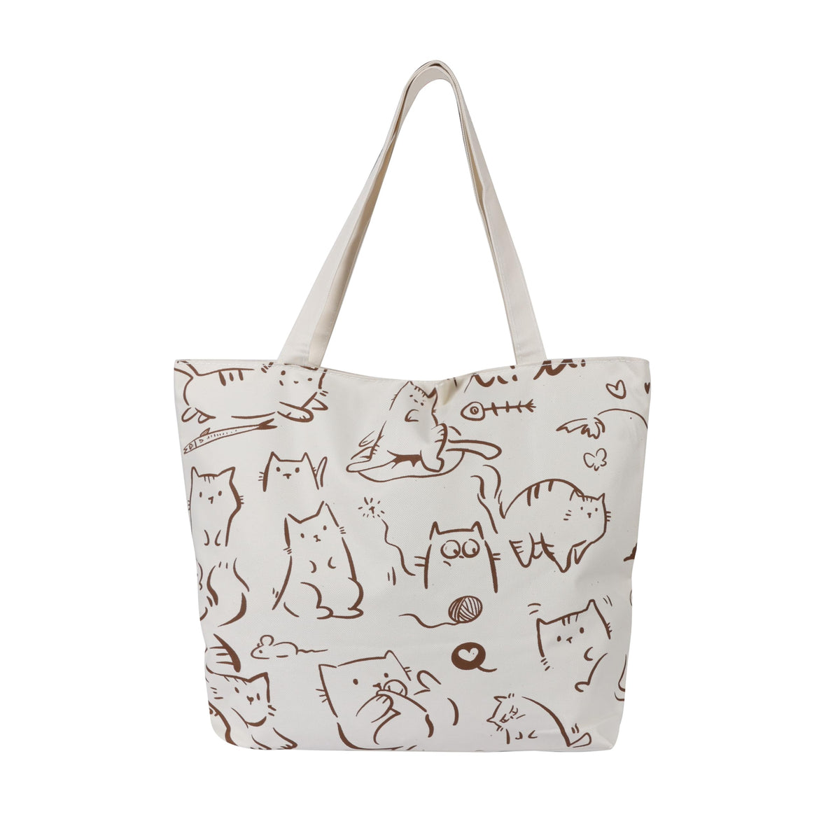 BROGBUS Classics Canvas Tote Bags for Women Girls Canvas Handbag Zipper Large Capacity Shoulder Bag for College Office Use (Cream Color)