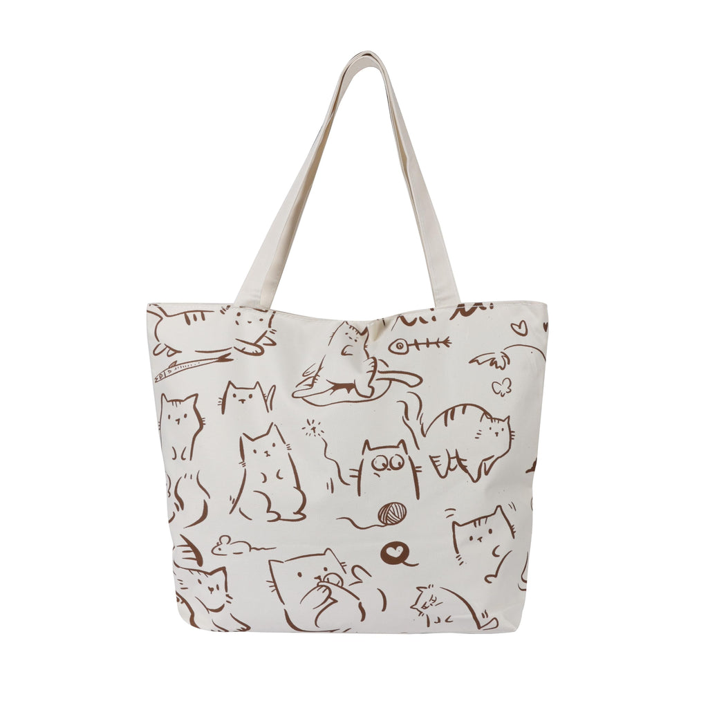 BAGILO Large Capacity Shoulder Bag Shoulder Tote Bag for Women, Cloth Bags for Women, Travel Pouch Canvas Bag Lovely Design Travel Size (Cream)