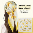 Flavizo Neck Head Scarf for Women, Satin Silk Head Scarf – 27'' Square Elegant Floral Necktie Ribbon, Hair, Neck, and Handbag Accessory