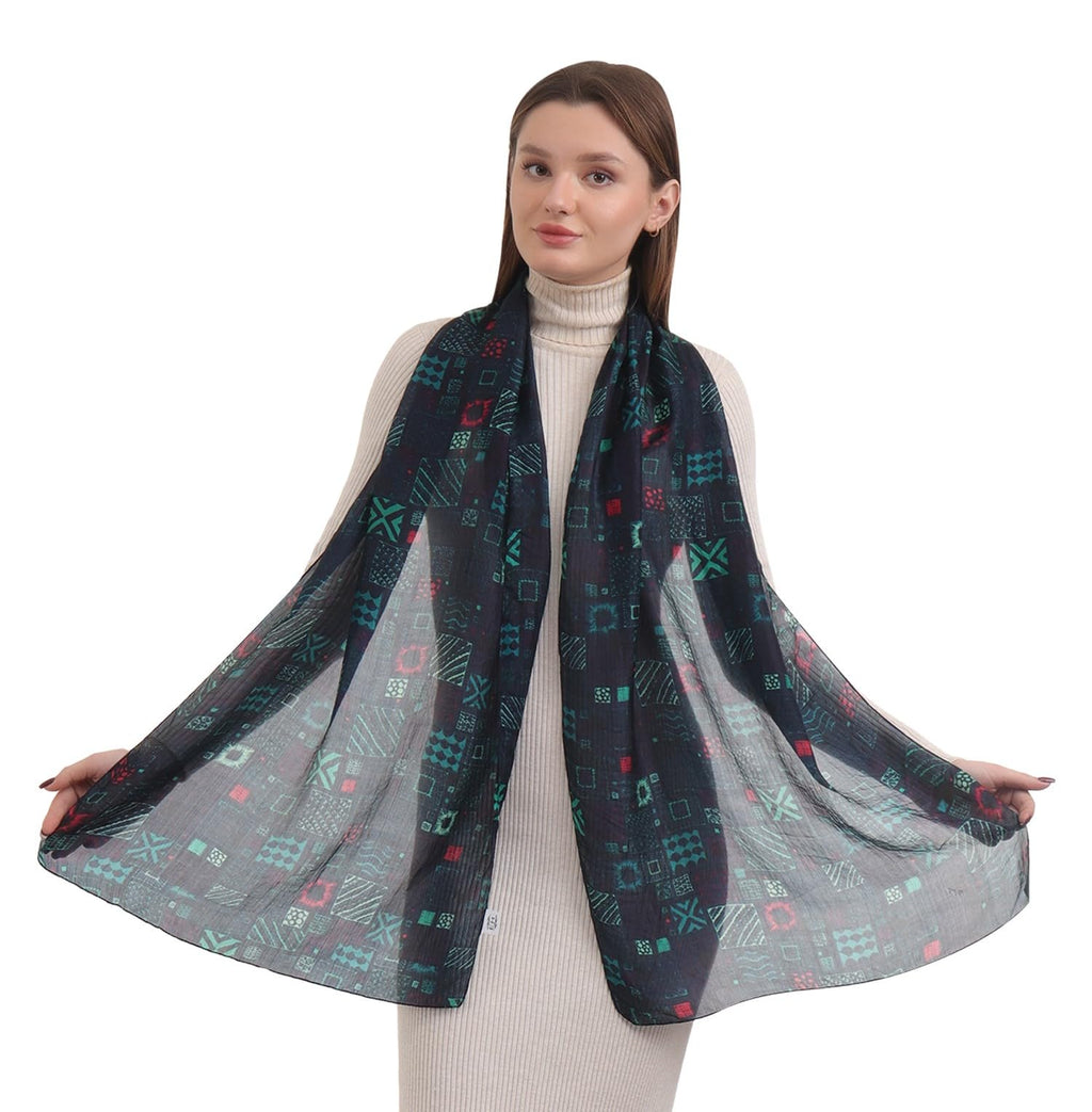 EH 100% Pure Mulberry Silk Scarf for Women, head scarf, neck scarf, hair scarf, digital printed long (22 X 72) (MC 35)