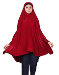 ICW Women Stretchable Jersey Smoking Sleeve Jilbab Cum Prayer Khimar Hijab (Free Size) (Maroon) For Female