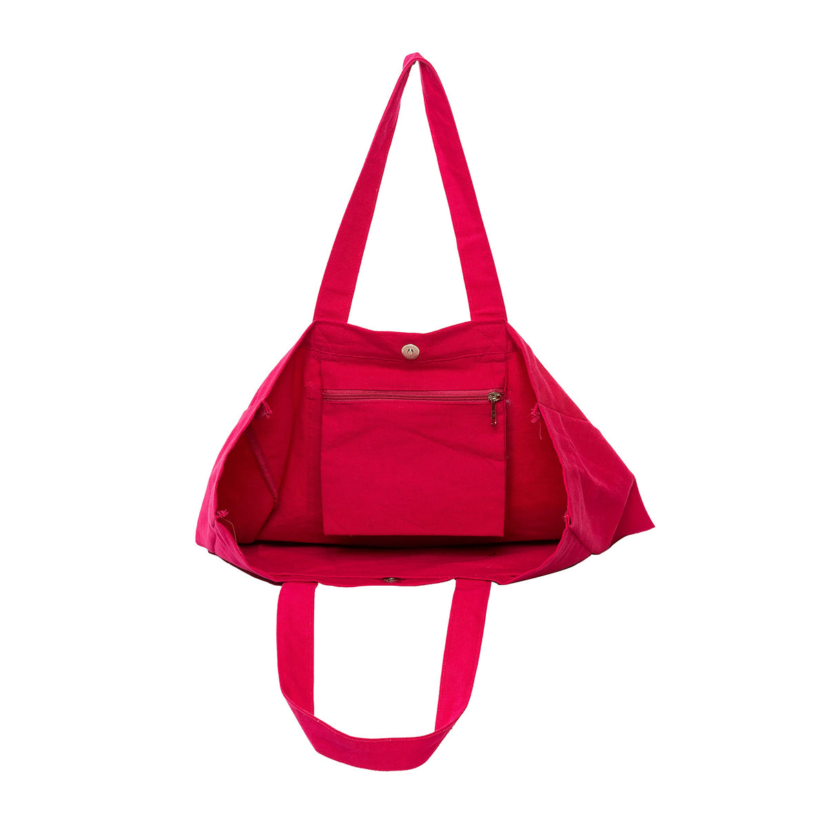 AQVA Solid Cotton Canvas Tote Bag for Women with Magnetic Button Closure | Large Capacity | Stylish Multipurpose Handbag | Resuable Shoulder Bag for for Laptop, Office & Travel (Hot Pink)