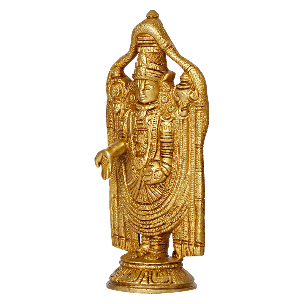 ARTVARKO Brass Venkateshwara Bala Ji Idol South Indian God Tirupati Balaji Statue Vastu Home Office Temple Gold Color 8 Inch.