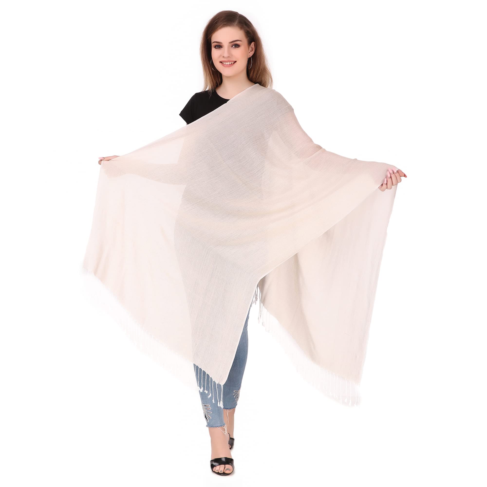 stole/scarf for girl/ladies Colour- Cream With Golden Zari soft viscose cotton blend ethnic pattern scarves pack of 1 ST-19