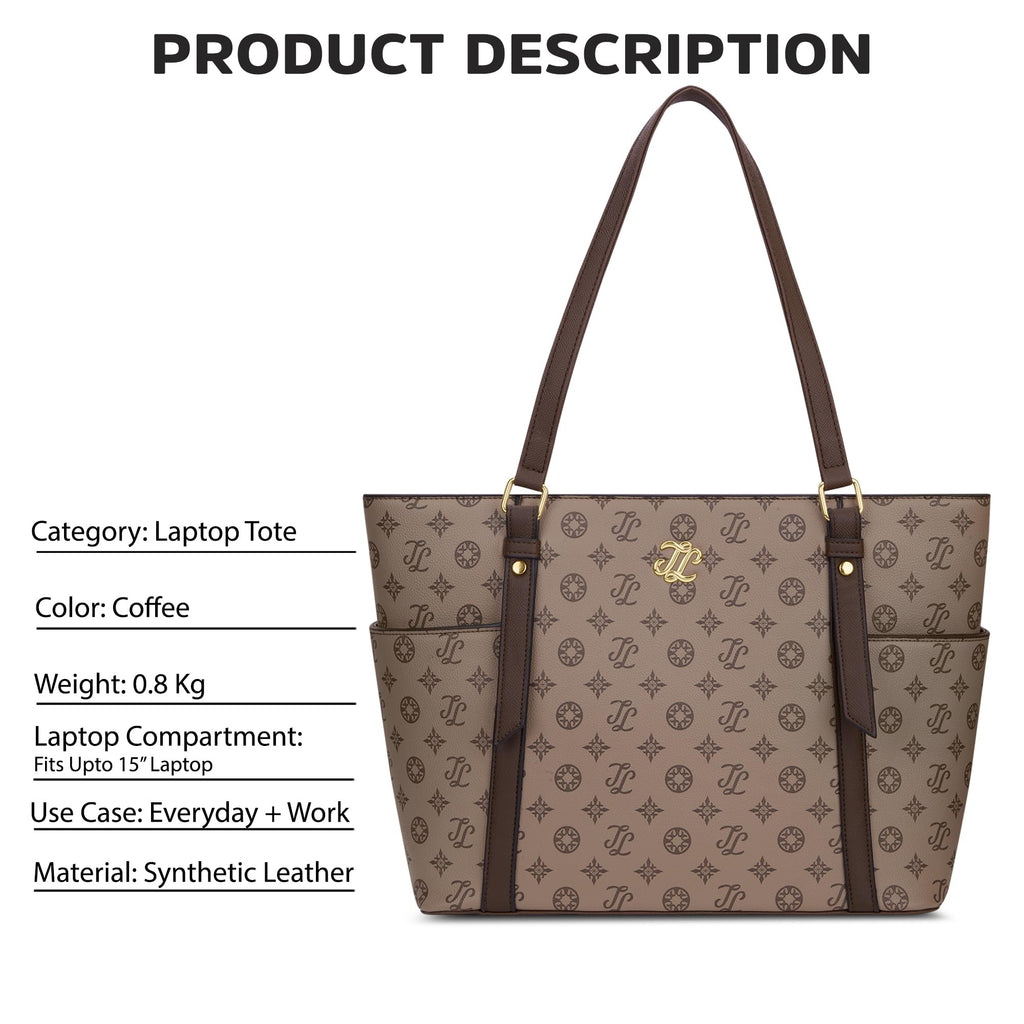 Lavie Signature Women's Harisburg Monogram Tote Laptop Bag | Tote Laptop Bag for Work | Ladies Purse | Stylish Shoulder Bag | Gift for Women