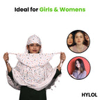 HYLOL Pure Cotton White Innovative Stylish Star Printed Pattern Fancy Scarf With Sun Protection Cover Face Cotton Mask For Women's And Girls (Star) For Female