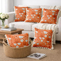 STITCHNEST 'Little Meadow Series' Tassled Cushion Cover | Set of 5 | Floral Cushion Cover 16 inch x 16 inch