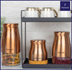 Femora Copper Metallic Clear Glass Jars | See Through Bottom Jar | 1 Year Warranty | Airtght | Jars for Snacks, Fry Food, Masala, Spice, Pickles, Cookies |900 ML | Set Of 6 | Copper