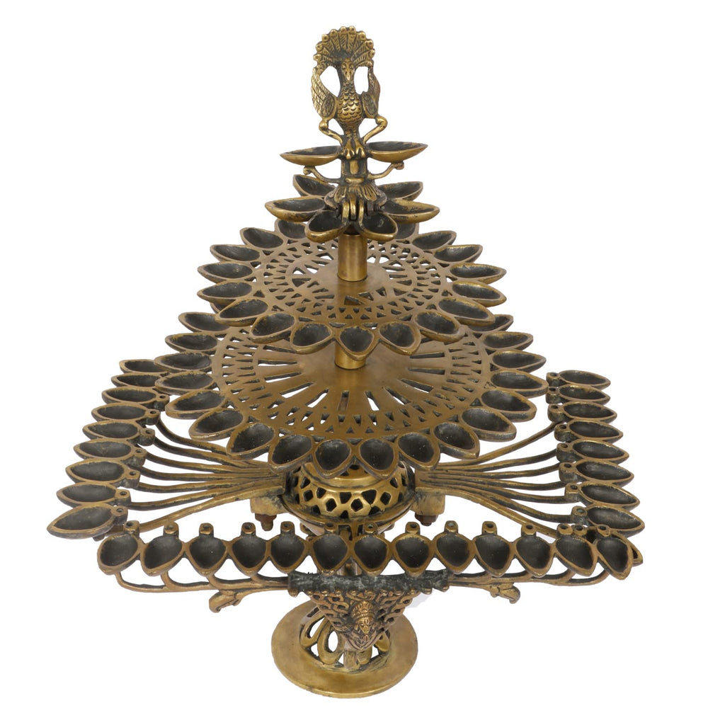 SVARUP Brass Oil Lamp Diya Deepam for Temple Aarti Deepak Pooja Camphor Kapoor Kapur Burner Hand held Dia Puja Jyot Height 16.5 Inch Weight 5.3 Kg Color Gold
