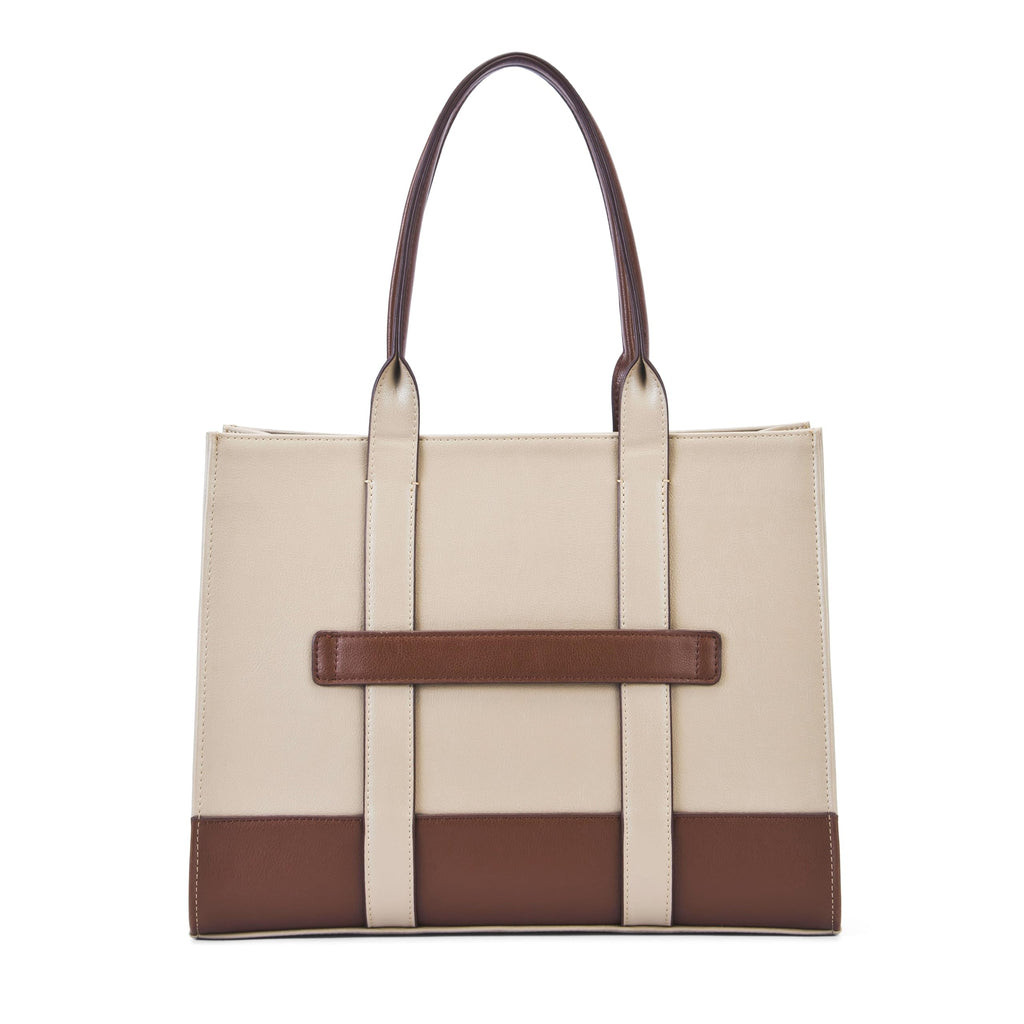 Lino Perros Voyage Tan Color-blocked Commuter Tote bag