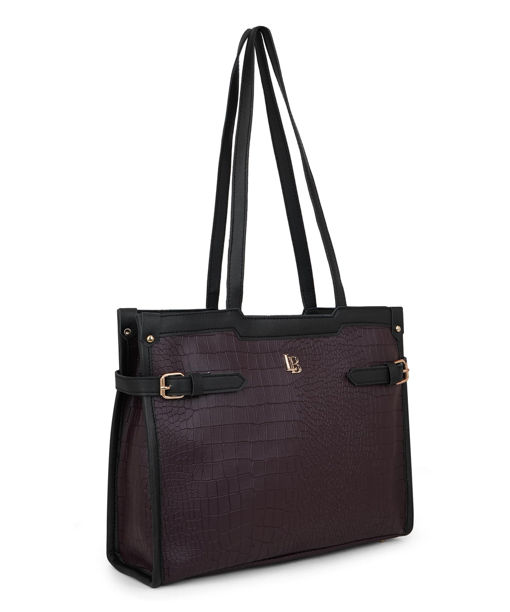 LEGAL BRIBE Stylish Buckle Tote Bag (Coffee Brown)