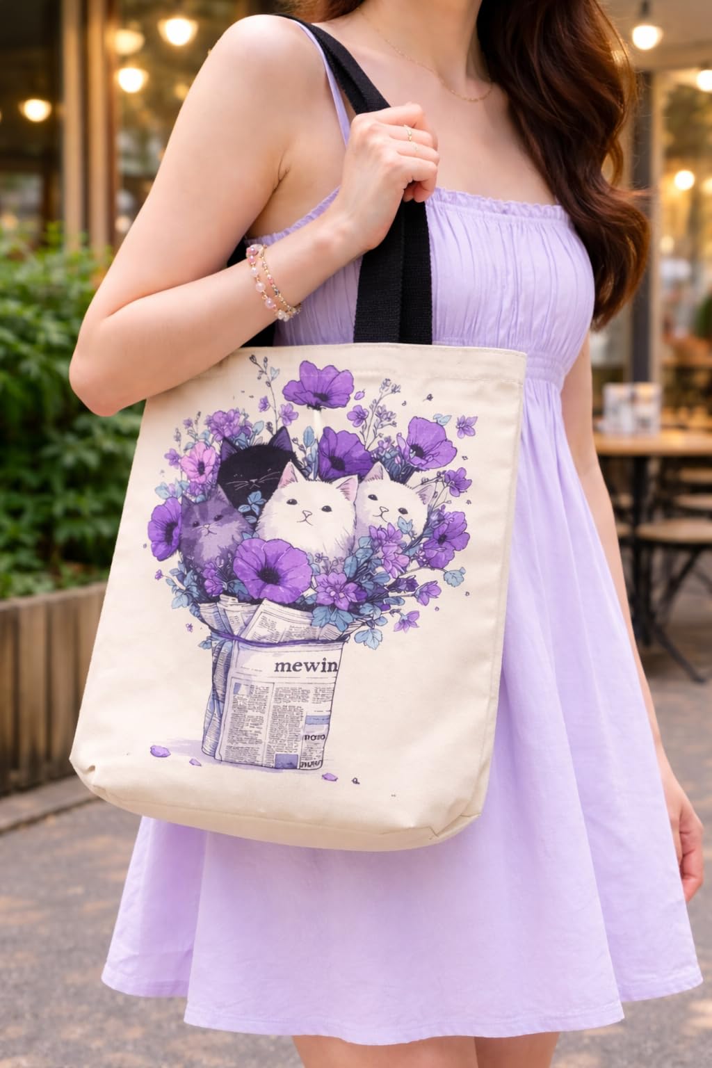 THE SACK CO. Large Canvas Tote Bag for Women, Tote Handbags for Women with Zipper & for College, Shopping, Office (tsc-Cat-pur-nws-hb-001)