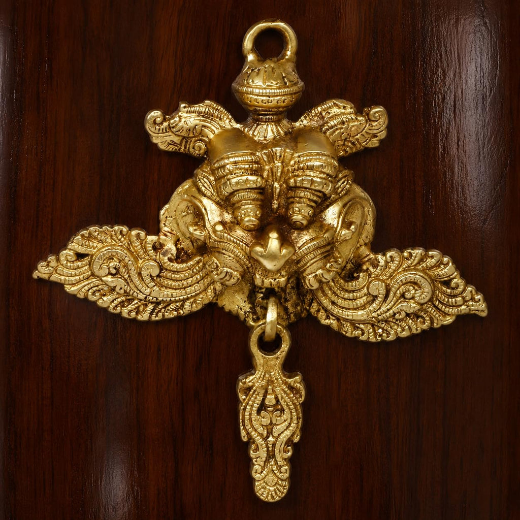 ARTSARA 100% Pure Brass Yali Face Kirtimukha Nazar Battu Door Knocker Wall Hanging Evil Eye Protector for Home 8 Inch Gold