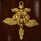 ARTSARA 100% Pure Brass Yali Face Kirtimukha Nazar Battu Door Knocker Wall Hanging Evil Eye Protector for Home 8 Inch Gold