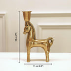 BEHOMA Handcrafted Metal Horse Candle Holder, Golden