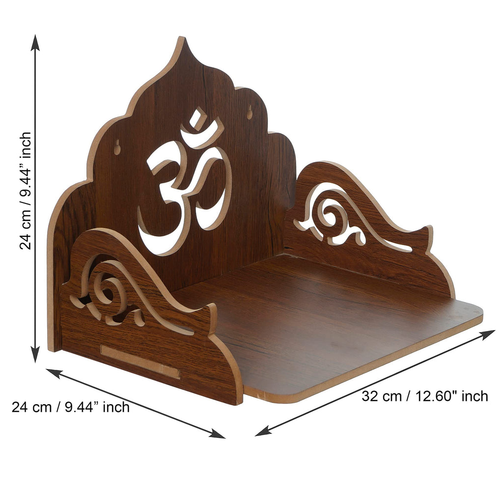 eCraftIndia Om Design Wooden Temple for Home Office | Home Temple Pooja Mandir | Small Temple Gift for Diwali Housewarming