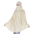 7 season's Cotton Long Scarf Cum Mask Universal Size Usable For Vehicle Driver For Sunlight UV Protection White Printed Design (Yellow Star - L) For Female