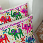 ATRANGI STUDIO Embroidered Cushion Covers - Set of 2 | Traditional Aari Embroidery | Threadwork Throw Pillow Covers with Zip Closure | Perfect for Sofa, Bed, Chair | 16x16 Inch, Multicolor