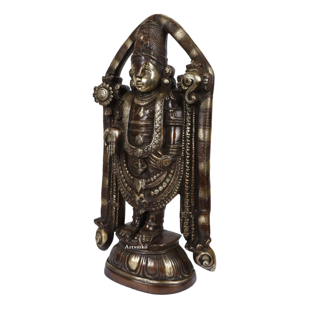 ARTVARKO Big Brass Tirupati Balaji venkateswara Swamy murti Statue for Home Office Temple Puja Décor Gift 23 Inch
