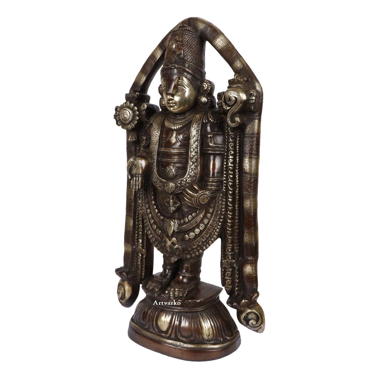 ARTVARKO Big Brass Tirupati Balaji venkateswara Swamy murti Statue for Home Office Temple Puja Décor Gift 23 Inch