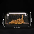 Artarium Ayodhya Ram Mandir Replica with Acrylic Cover & Wooden Base (6 Inch), Shree Ram Janmabhoomi Temple Model Decorative Showpiece for Home Decor, Pooja Room, Office Table & Spiritual Gift